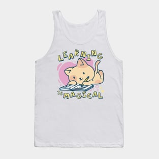 Cute Cat Learning Is Magical Tank Top